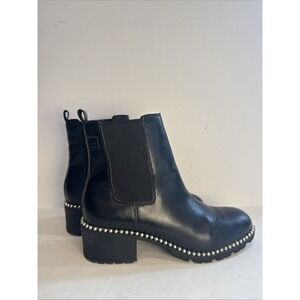 BCBG Women's Silver Studded Black Chelsea Boots Size 6.5